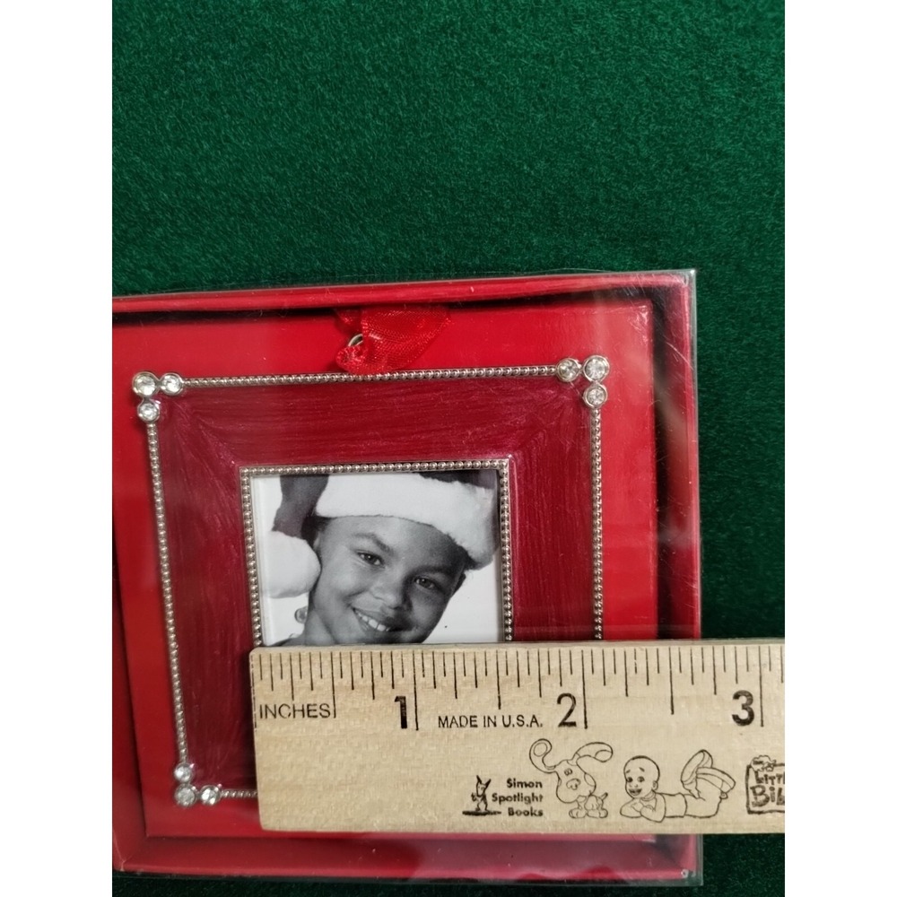 Aaron Brothers Red Enamel Jewels Rhinestones Photo Frame Christmas Ornament New - Picture 5 of 7